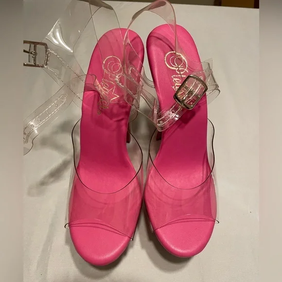 Pleaser Clear Pink Platform Sandel Heel - Picture 2 of 5